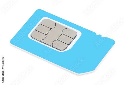 Modern color SIM card isolated on white photo