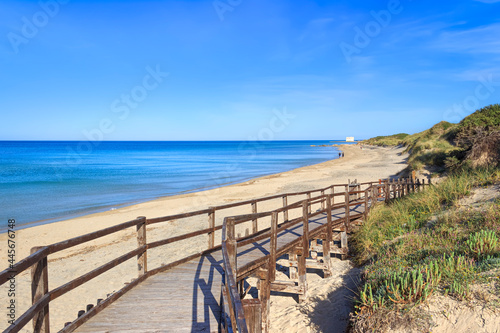 Discovering Italy: the beach of Pilone in Regional Natural Park Dune Costiere in Apulia, Italy. The park, from Torre Canne to Torre San Leonardo, covers the territories of Ostuni and Fasano.