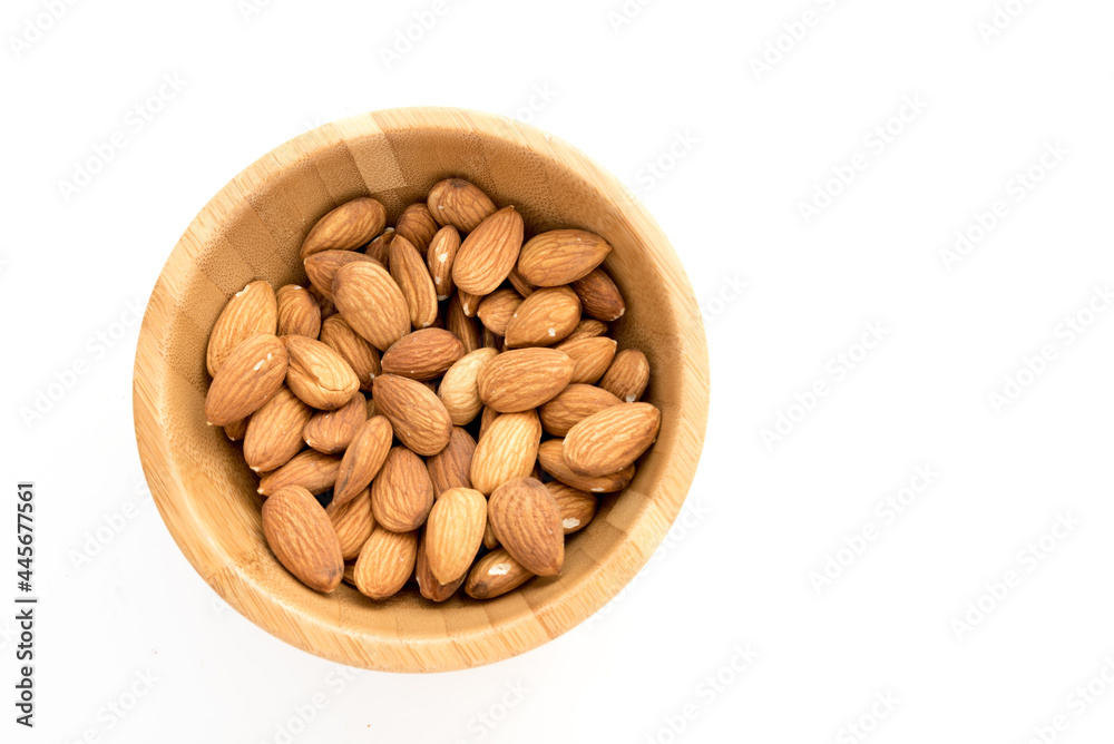 Almonds with white background