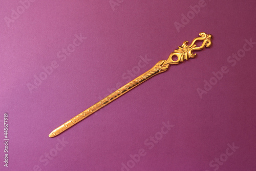 Chinese hairpin hair clips on a purple background. Chinese traditional jewelry photo
