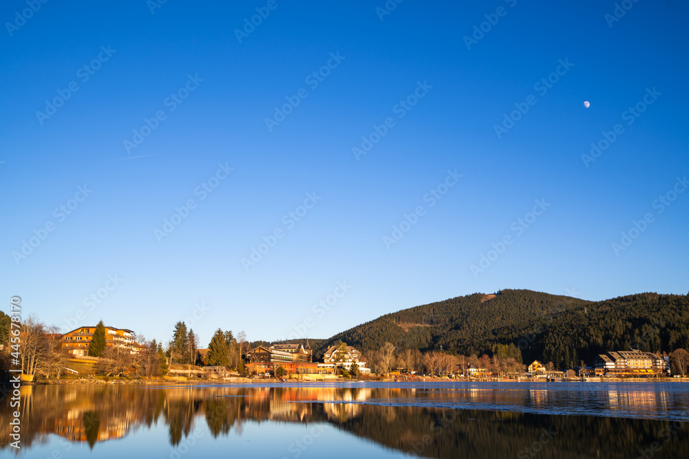 Lake Großer Alpsee in Immenstadt, Bavaria, Germany, blue sky and lake