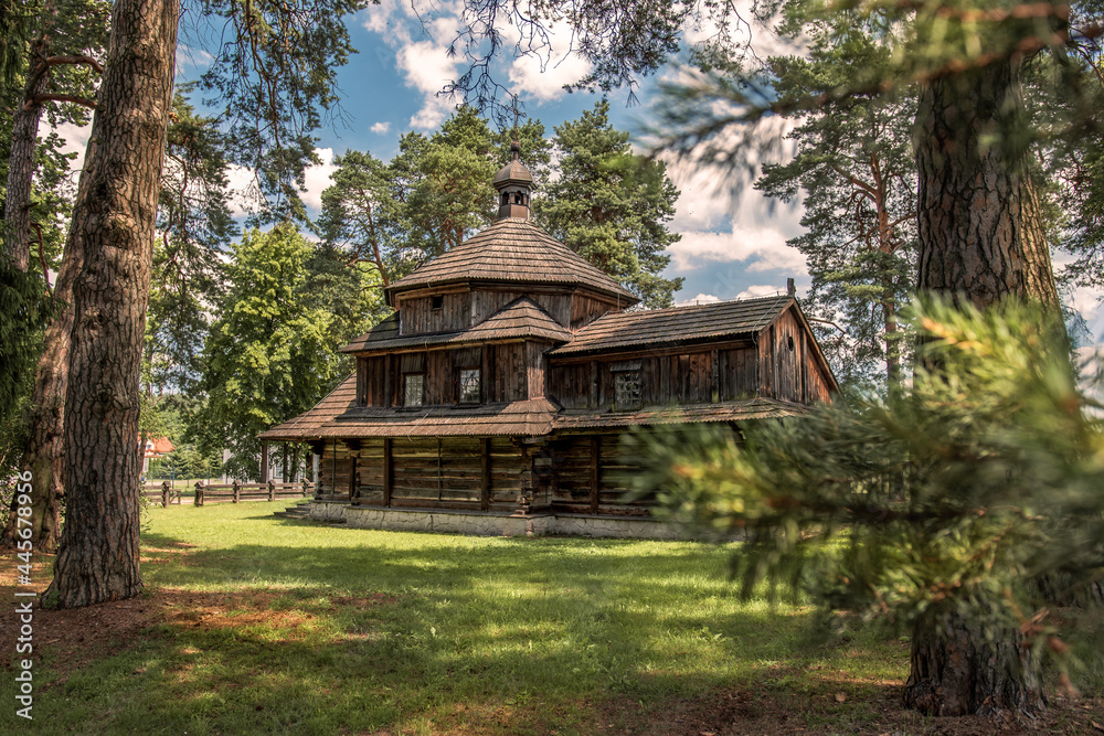 Wooden Greek Catholic Church of St. Bazyli in Belzec, build in 1756, situated on former cemetery, surrounded by old trees. Belzec, Roztocze, Poland Wooden Greek Catholic Church of St. Bazyli in Belzec, build in 1756, situated on former cemetery, surrounded by old trees. Belzec, Roztocze, Poland