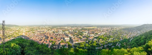 Aerial view of the beautiful landscape of Freibug city in Germany under the blue sky