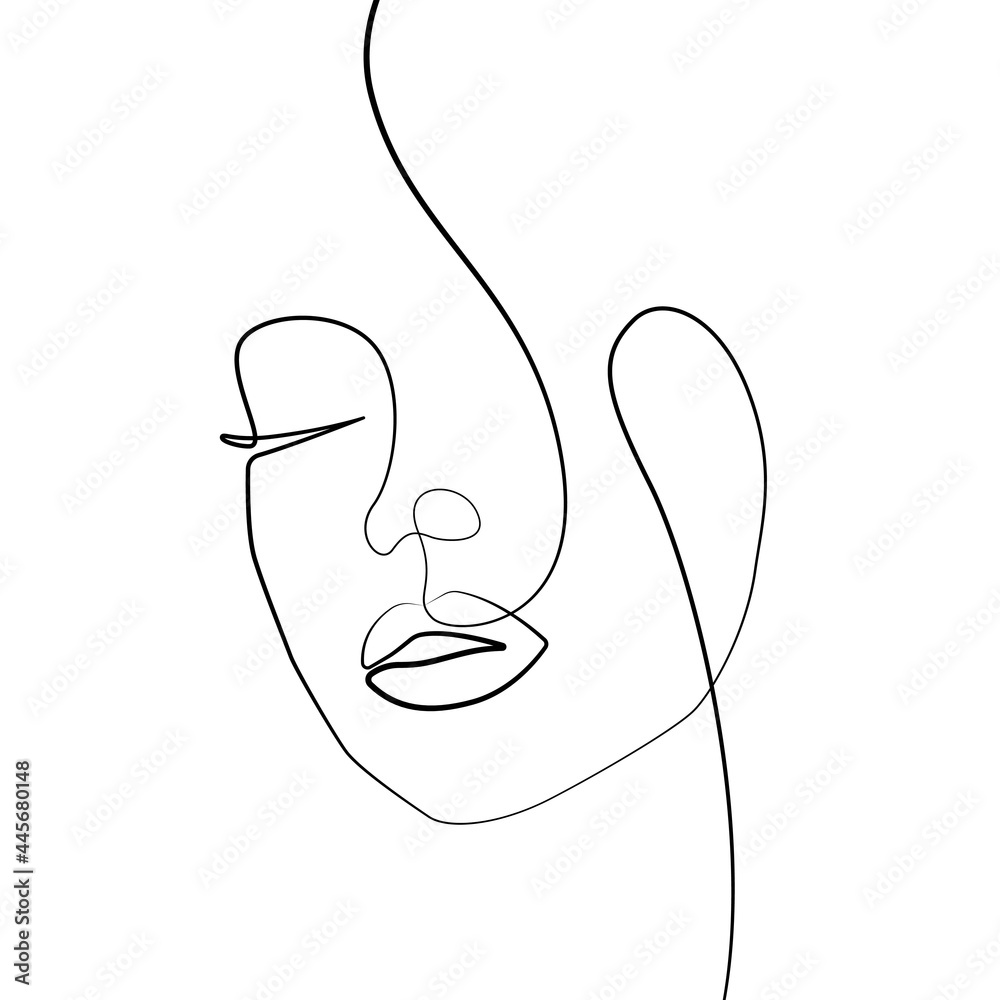 Abstract Woman Face Line Art Drawing. Female Face Silhouette One Line  Drawing. Vector Illustration Minimalistic Style. For Modern Design: Prints,  Wall Art, Posters, Social Media. Stock Vector | Adobe Stock