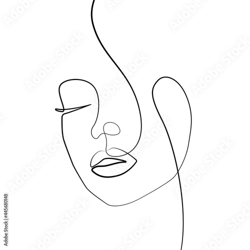 Abstract Woman Face Line Art Drawing. Female Face Silhouette One Line Drawing. Vector Illustration Minimalistic Style. for Modern Design: Prints, Wall Art, Posters, Social Media.