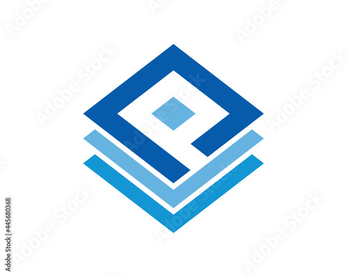 p letter square pile logo design