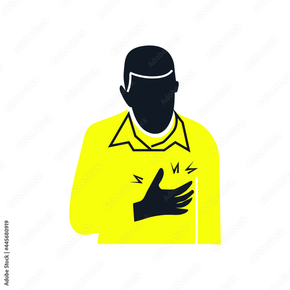 Chest pain icon - stock illustration on white background. Chest pain icon - stock illustration on white background.