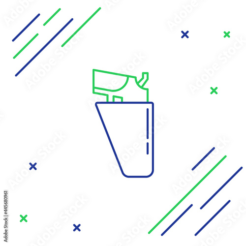 Line Revolver gun in holster icon isolated on white background. Colorful outline concept. Vector