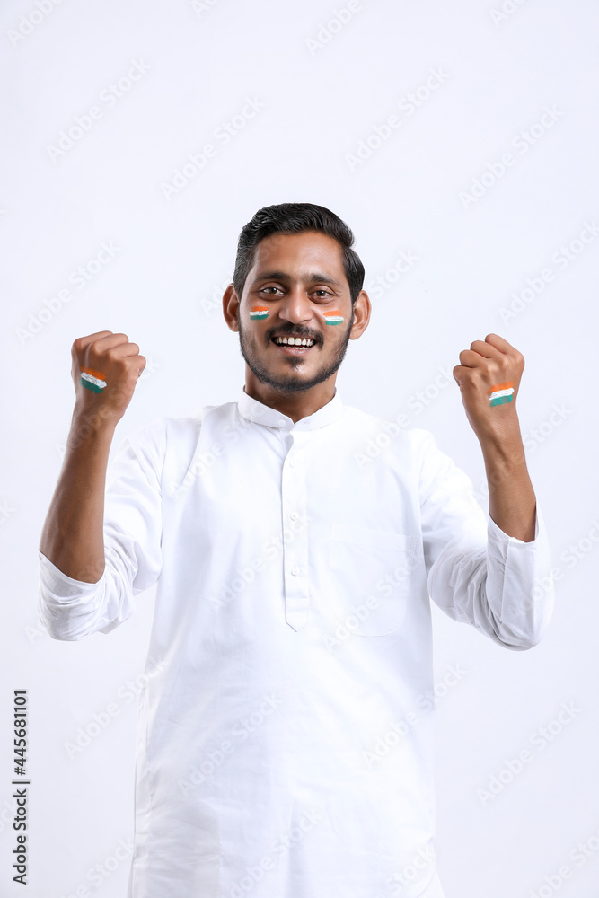 Young indian man celebrating indian independence day or republic day Young indian man celebrating indian independence day or republic day