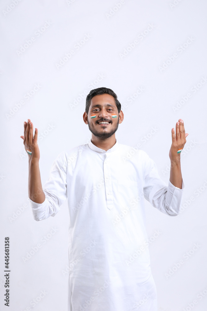 Young indian man celebrating indian republic day or independence day