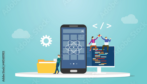 react native mobile apps development concept with modern flat style