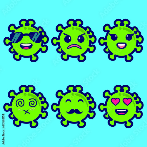 corona virus set with emoticons