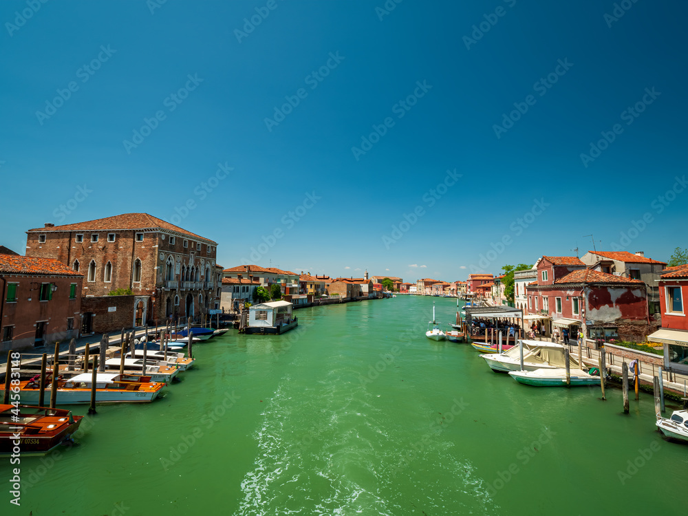Murano Venice City Shape with the water canal and the colored house facades