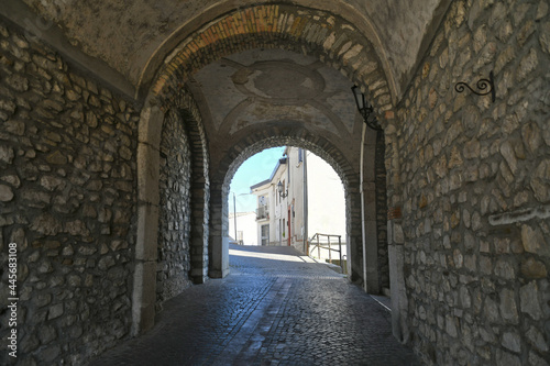 An alley between the houses of Torrecuso  an old town in the province of Benevento  Italy