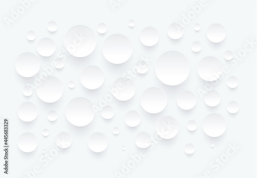 Abstract white background with 3D circles pattern  interesting white gray vector background illustration.
