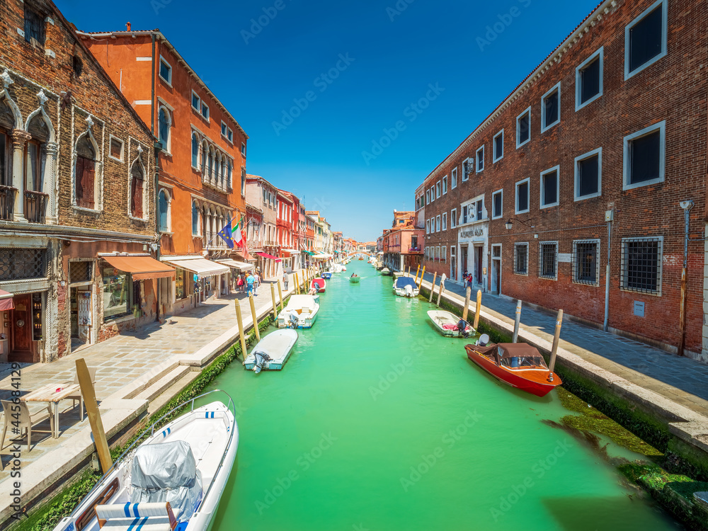 Murano Venice City Shape with the water canal and the colored house facades