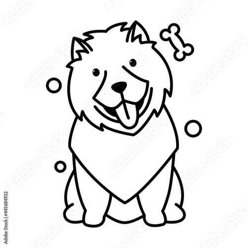 chow chow dog cute cartoon outline style icon