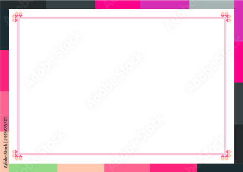 동양적인 색감과 패턴의 사각 프레임