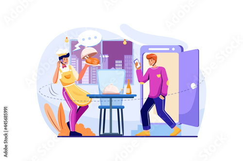 Food Delivery Service Illustration Concept. Flat illustration isolated on white background.
