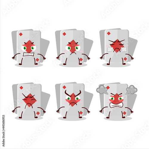 Remi card diamond cartoon character with various angry expressions