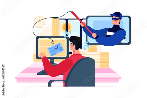 Internet Cyber Scammer Illustration Concept. Flat illustration isolated on white background.