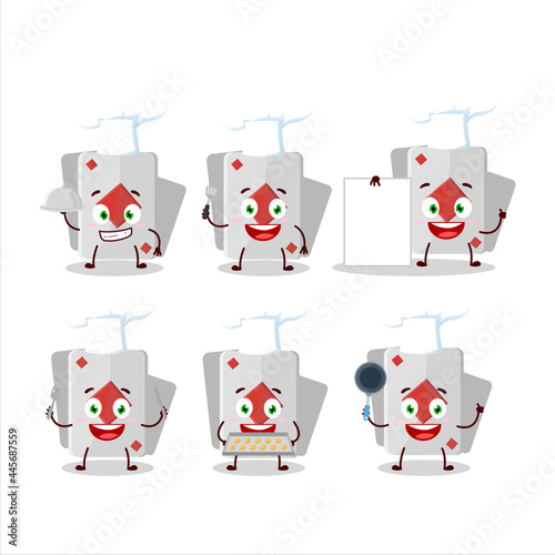 Cartoon character of remi card diamond with various chef emoticons