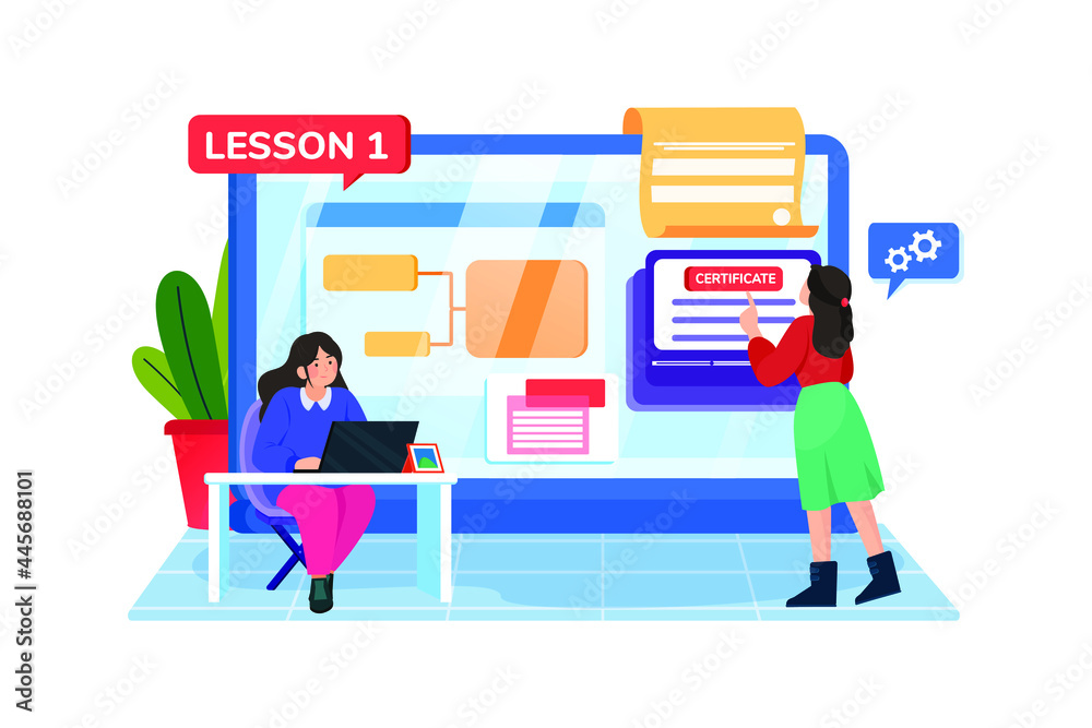 Study Program Illustration Concept. Flat illustration isolated on white background. Study Program Illustration Concept. Flat illustration isolated on white background.