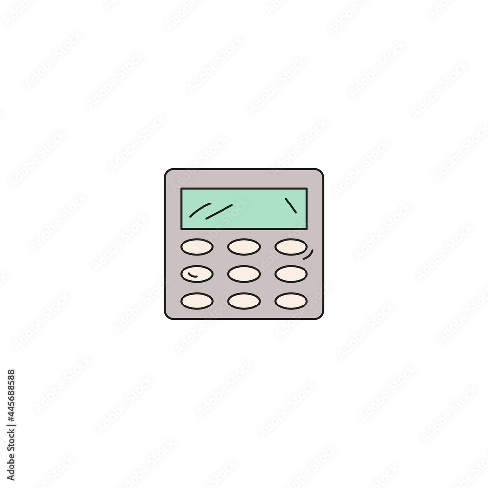 back to school. hand drawn doodle school element. calculator for maths classes. isolated vector illustration on white background back to school. hand drawn doodle school element. calculator for maths classes. isolated vector illustration on white background