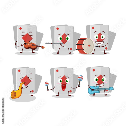 Cartoon character of remi card diamond playing some musical instruments
