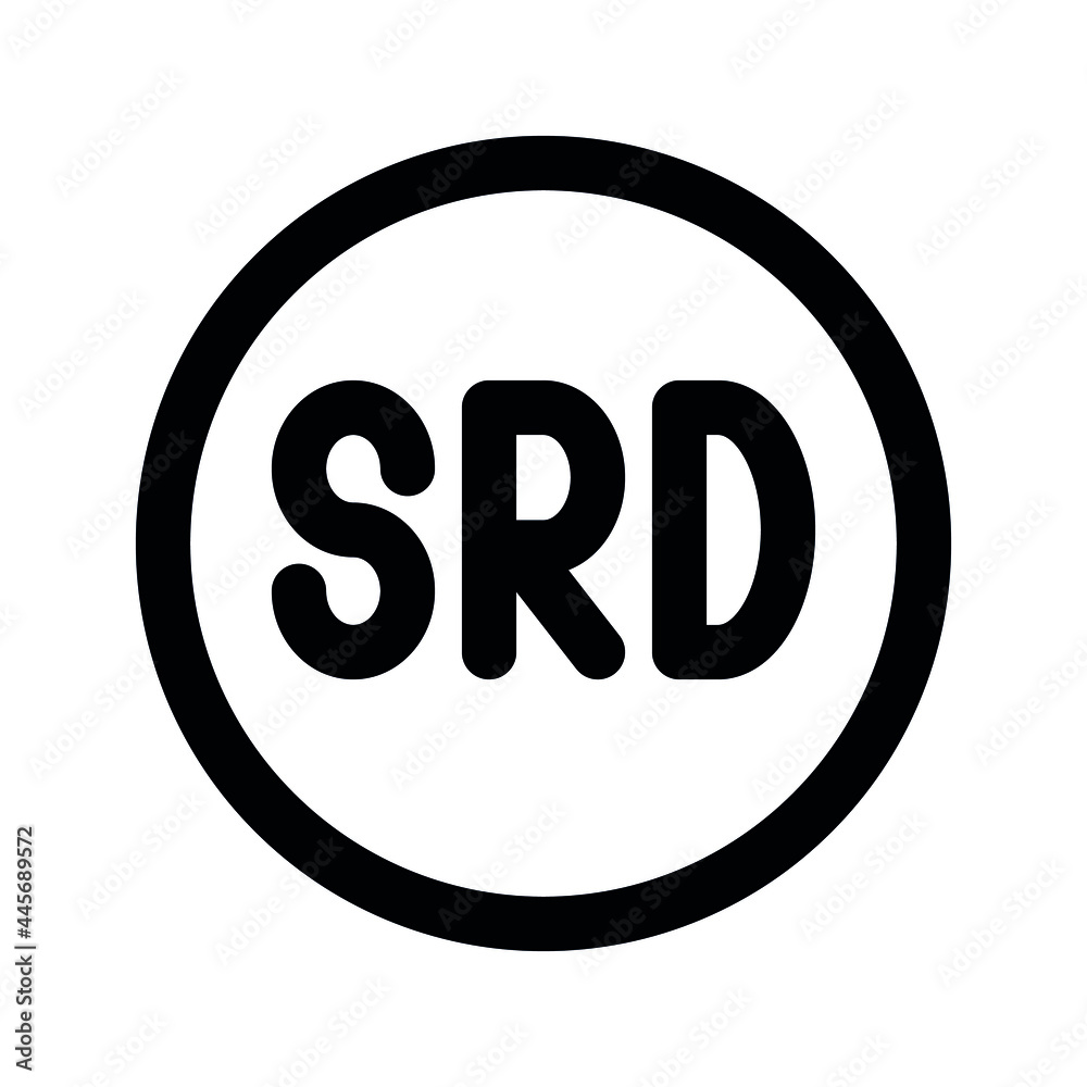 Illustration vector graphic icon of Suriname Dollar currency. Line style icon. Vector illustration isolated on white background. Perfect for website or application design.