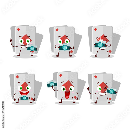 Photographer profession emoticon with remi card diamond cartoon character