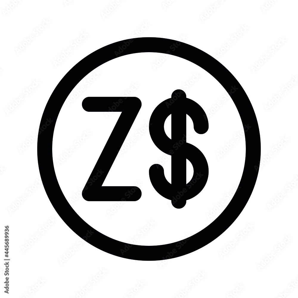 Illustration vector graphic icon of Zimbabwe Dollar currency. Line style icon. Vector illustration isolated on white background. Perfect for website or application design.