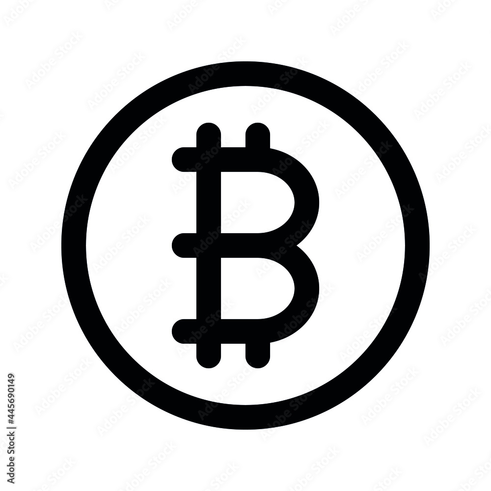 Illustration vector graphic icon of Bitcoin Crypto currency. Line style icon. Vector illustration isolated on white background. Perfect for website or application design. Illustration vector graphic icon of Bitcoin Crypto currency. Line style icon. Vector illustration isolated on white background. Perfect for website or application design.