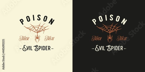 Halloween spider for t-shirt halloween print. Horror poison insect for spiderweb design. Spooky poisonous web tarantula for dark halloween party