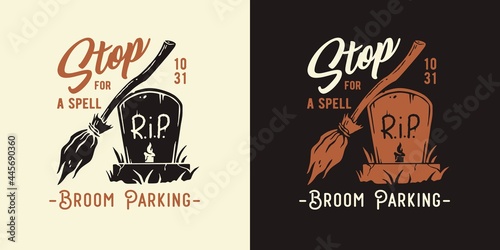 Halloween headstone of undead for witch print. Fear or horror of spooky zombie cemetery of design dark party for happy halloween. Walking dead tombstone