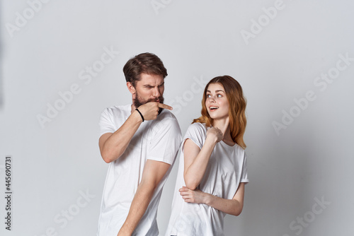 young couple fashion white t-shirt mocap advertising