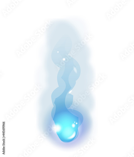 Magical blue flame on white background