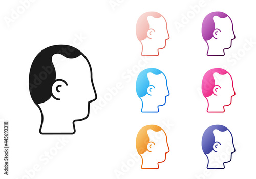 Black Baldness icon isolated on white background. Alopecia. Set icons colorful. Vector