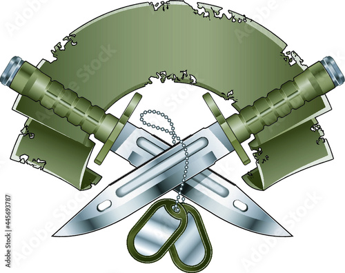 military background with crossing  bayonets and dog tags