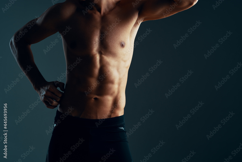sporty man with dumbbells workout exercise fitness