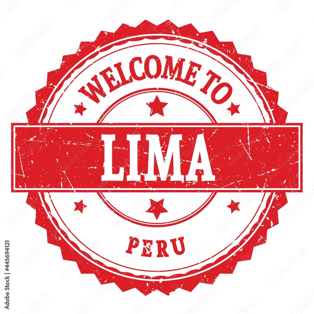 Obraz premium WELCOME TO LIMA - PERU, words written on red stamp