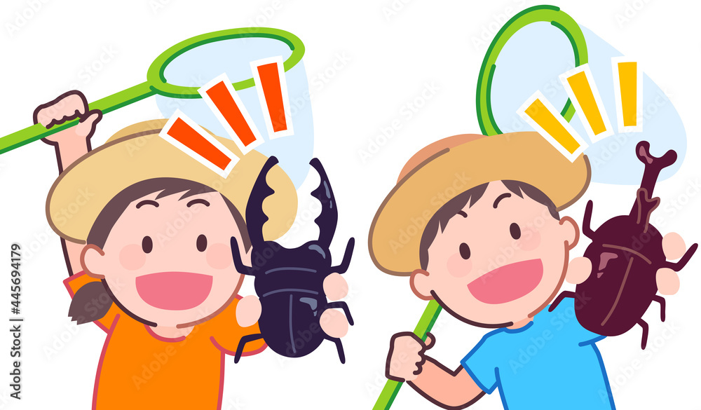 虫取り カブトムシ クワガタムシ Stock Vector Adobe Stock
