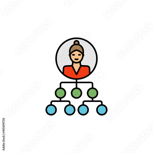 hierarchical structure line illustration colored icon. element of business illustration icons. Signs, symbols can be used for web, logo, mobile app, UI, UX