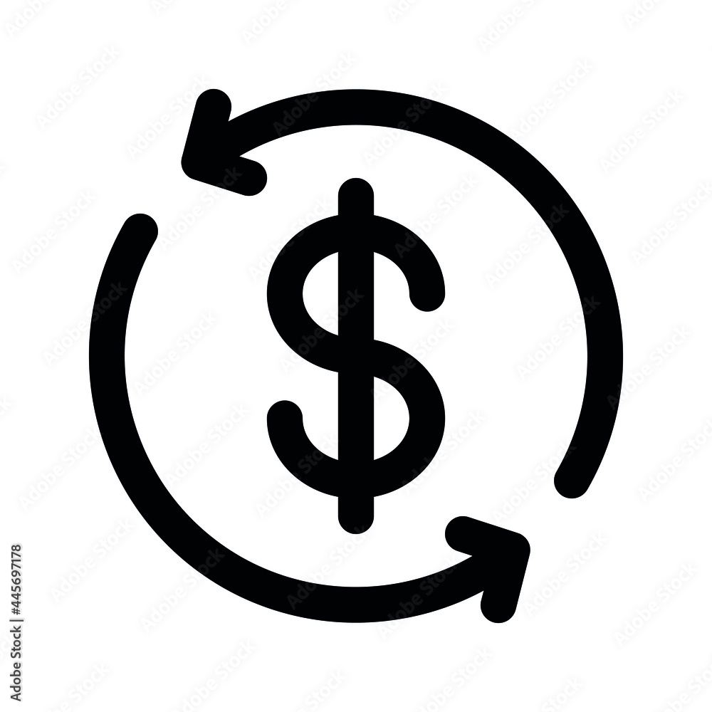 Illustration vector graphic of money circulation icon. Line style icon. Vector illustration isolated on white background. Perfect for website or application design. Illustration vector graphic of money circulation icon. Line style icon. Vector illustration isolated on white background. Perfect for website or application design.