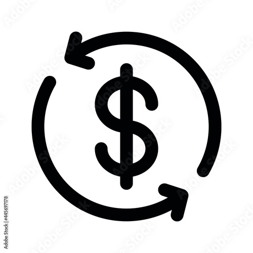 Illustration vector graphic of money circulation icon. Line style icon. Vector illustration isolated on white background. Perfect for website or application design.