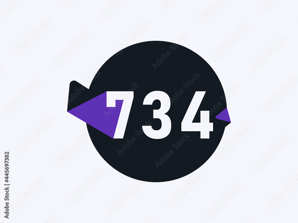 Number 734 logo icon design vector image