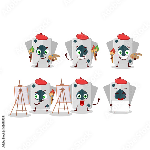 Artistic Artist of remi card spade cartoon character painting with a brush