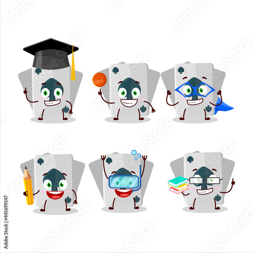 School student of remi card spade cartoon character with various expressions