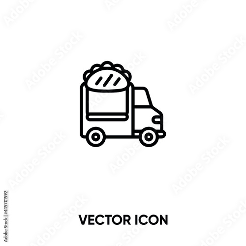 Street food truck vector icon. Modern, simple flat vector illustration for website or mobile app.Food truck aries symbol, logo illustration. Pixel perfect vector graphics	
