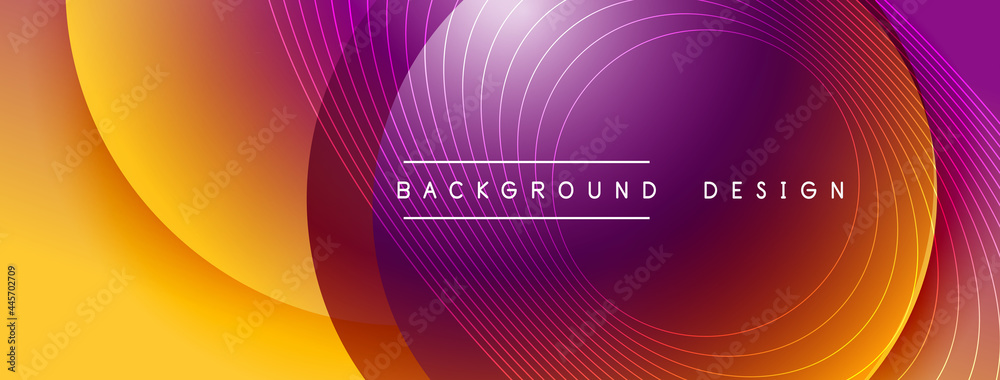 Gradient circles with shadows. Vector techno abstract background. Modern overlapping forms wallpaper background, design template